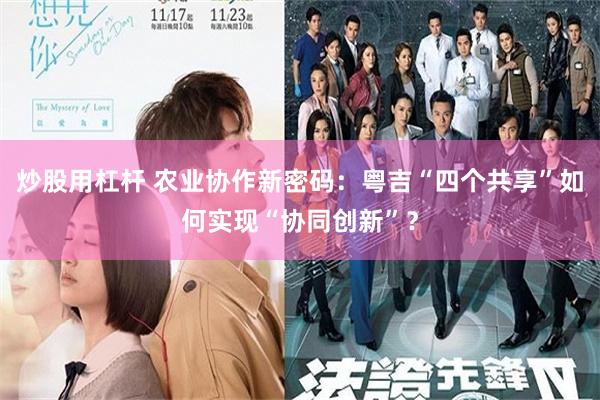 炒股用杠杆 农业协作新密码：粤吉“四个共享”如何实现“协同创新”？