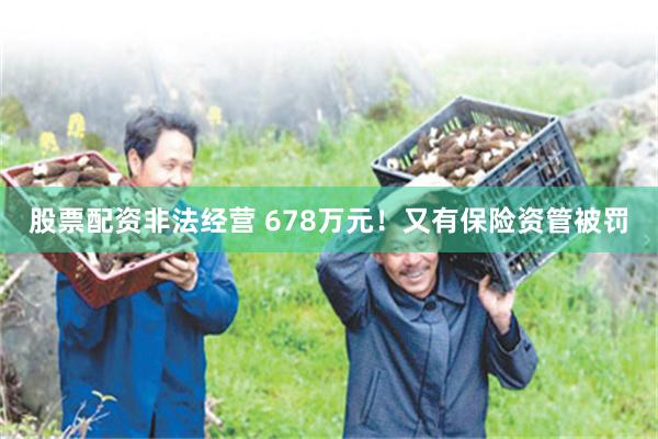 股票配资非法经营 678万元！又有保险资管被罚